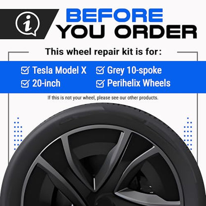 Premium Tesla Wheel Curb Rash Repair Kit for 20" Model X grey Perihelix wheels