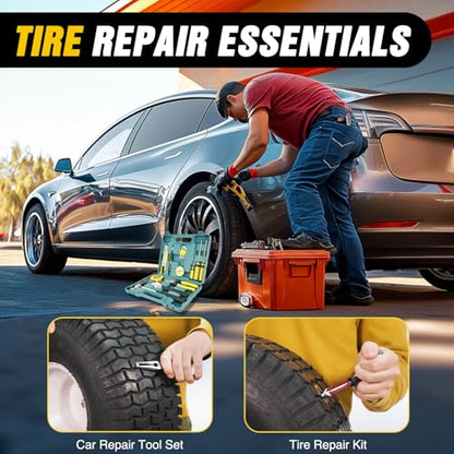 Car Roadside Emergency Kit with Jumper Cables Repair Tool Sets