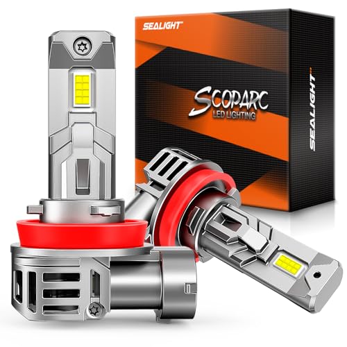 H11/H9/H16 Bulbs, 40000LM 6500K Cool White H8 Fog Bulbs, 1:1 Mini Size, Powersports Accessory Lights with Fan, 3 Mins Plug-N-Play, Pack of 2 (2 Count)