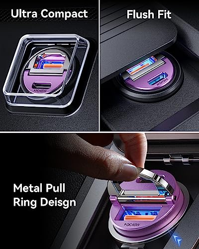90W USB C Car Charger Fast Charging [Invisible & All Metal Design]