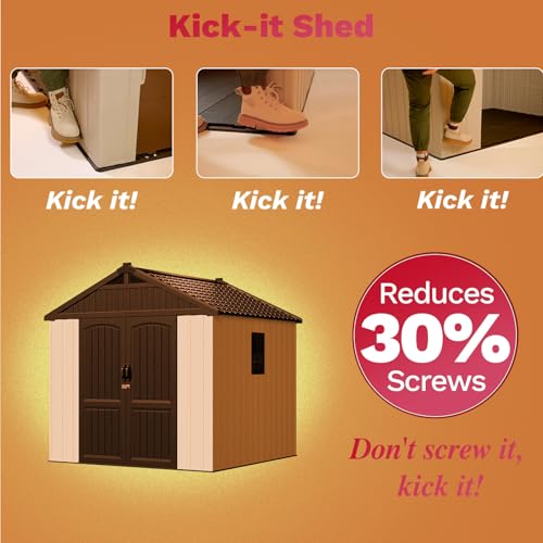 8x8 FT Resin Outdoor Storage Shed with Floor