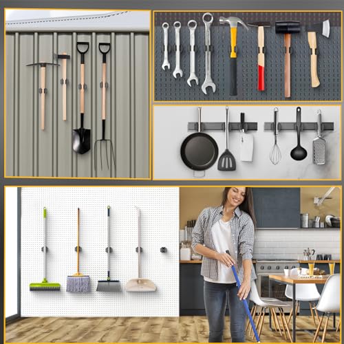 Upgraded Magnetic Broom and Mop Holder Wall Mount (2 Count)