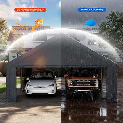 20'×20' Storage Shelter Outdoor Gable Roof Carport with Removable Side Walls