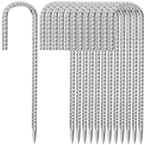 12 Inch Ground Stakes Heavy Duty J Hook 30 (30 Count)