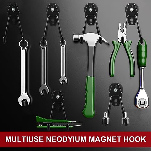 6 Pcs Large Magnetic Hooks Heavy Duty Garage Magnet Hooks Strong Storage Utility Magnetic Hangers with Anti Slip Rubber Coating for Indoor and Outdoor Hanging (6 Count)