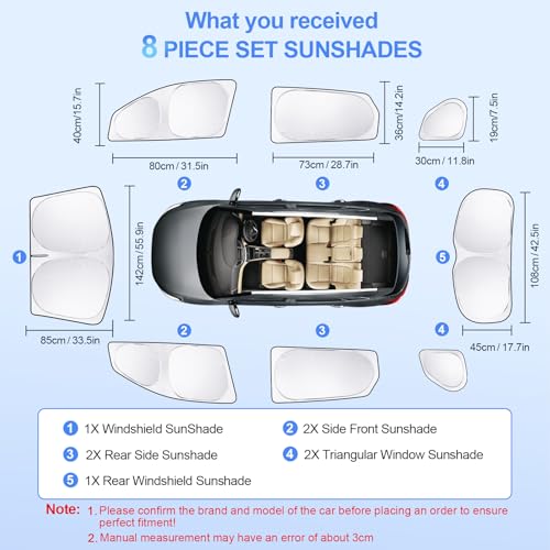 8pcs Car Window Shades for Hyundai Tucson 2016 (8 Count)