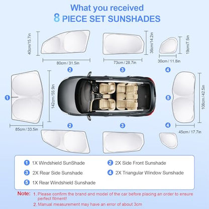 8pcs Car Window Shades for Hyundai Tucson 2016 (8 Count)