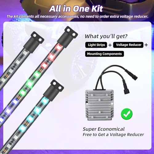 Golf Cart Underglow LED Strip Lights Accent Neon Lighting Kit w