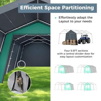 13x22 ft Storage Shelter Shed Portable Outdoor Carport Garage