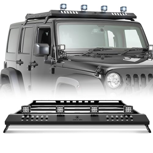 Roof Rack Cargo Basket with 4 PCS LED Light Bar Compatible with 2007