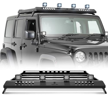 Roof Rack Cargo Basket with 4 PCS LED Light Bar Compatible with 2007