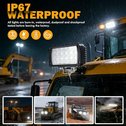 45W Led Work Lights 12V 24V 4500LM 6500K Rectangular Fog Lights (2 Count)