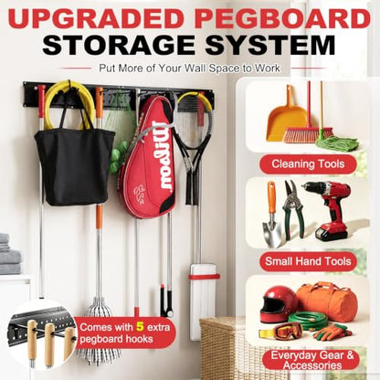 Garage Tool Organizer Wall Mount 49.5 inches with 10 Adjustable Heavy