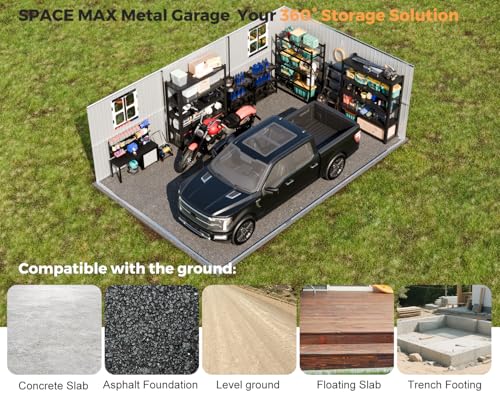 13x20x8.3 FT Metal Garage Shed Large Building Kits
