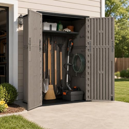 47 Cu.Ft Vertical Outdoor Storage Shed with Reinforced Floor