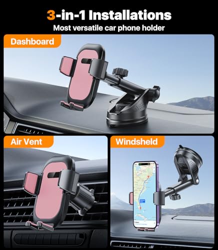 Ultra Stable Phone Holders for Your Car [Powerful & 360 Adjustable Suction Cup] Universal Car Phone Holder Mount Long Arm Flexible Car Mount for Dashboard Windshield Air Vent All Phone Case