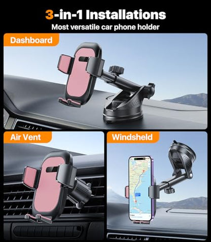 Ultra Stable Phone Holders for Your Car [Powerful & 360 Adjustable Suction Cup] Universal Car Phone Holder Mount Long Arm Flexible Car Mount for Dashboard Windshield Air Vent All Phone Case