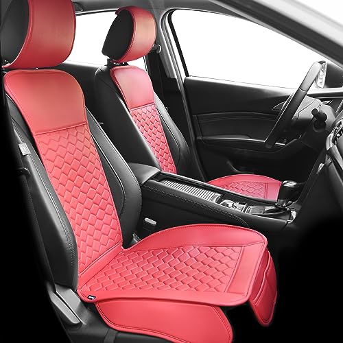 Leather Car Seat Covers Front 2PC Waterproof Sporty Red