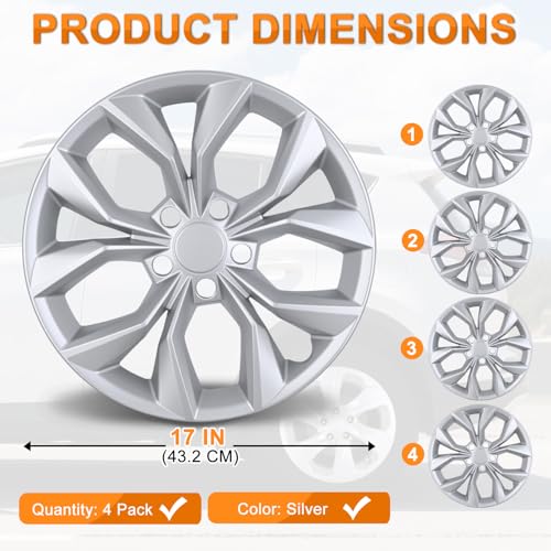 Wheel Cover Hubcaps 17 Inch Compatible with Honda CR (4 Count)