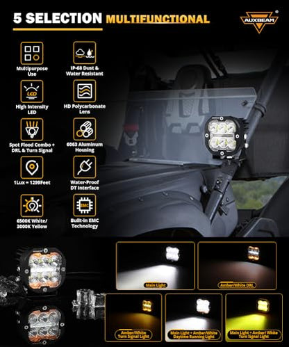 XP Ultra Series 3" LED Offroad Lights with DRL & Turn Signal 2