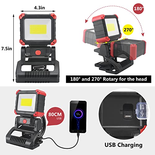 LED Rechargeable Work Light with Clamp (2 Count)