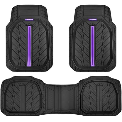 Tire Tread DeepDish Rubber Floor Mats for car Heavy Duty car mats All Weather (3 Count)