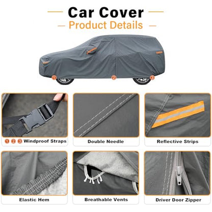 16 Layers Large SUV Car Cover Waterproof All Weather Heavy Duty