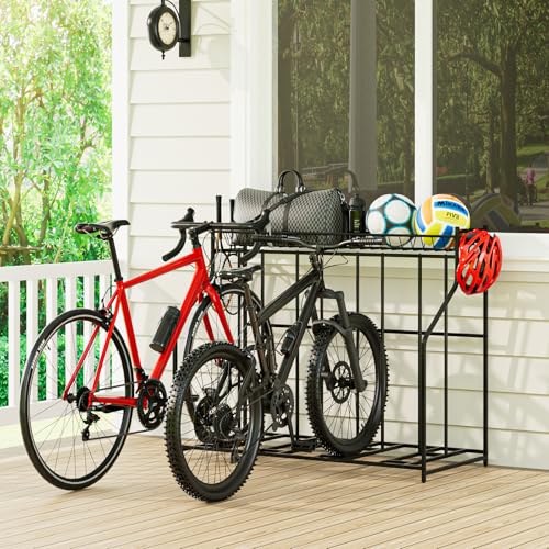 4 Bike Stand Bike Rack Garage with Storage Rack