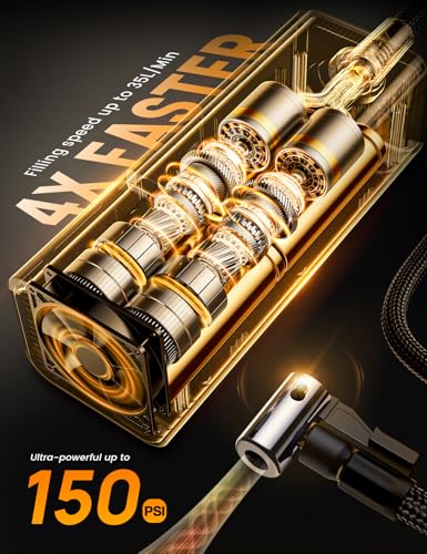 Portable Car Tire Inflator Air Compressor 4X Faster 150 PSI