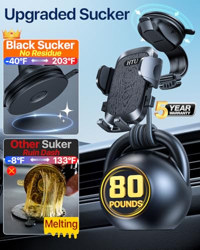 Upgraded Strongest Suction No Block View Bendable Arm Car Phone Holder