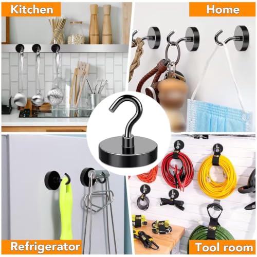 Magnetic Hooks Heavy Duty 170LB+ Strong Black Magnets Hook