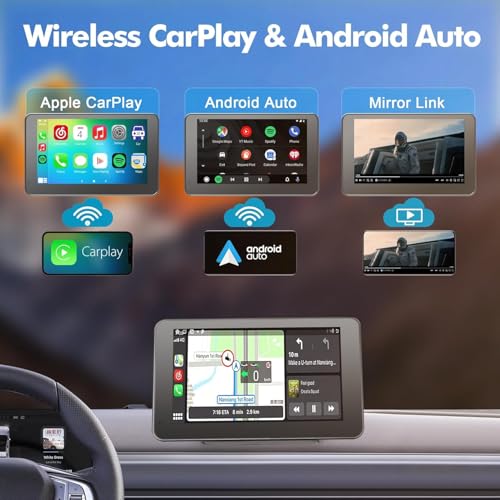 Portable with Apple CarPlay & Android Auto Screen for Car 7" HD Touch