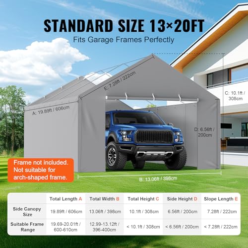 Carport Replacement Canopy Cover Side Wall 13 x 20 ft