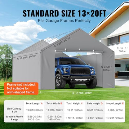 Carport Replacement Canopy Cover Side Wall 13 x 20 ft