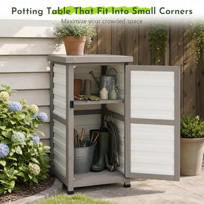 Small Outdoor Storage Cabinet with Waterproof Metal Top