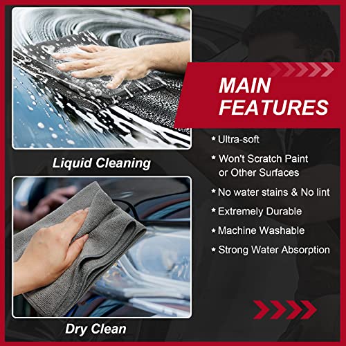 200 Pcs Microfiber Cleaning Cloth 16x16 Inch Microfiber Towels for Car Ultra Absorbent Cleaning Rags Reusable Lint Free Streak Free Detailing Towel for Car Washing Drying Dusting