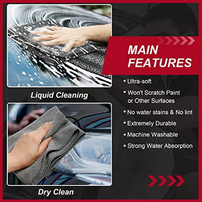 200 Pcs Microfiber Cleaning Cloth 16x16 Inch Microfiber Towels for Car Ultra Absorbent Cleaning Rags Reusable Lint Free Streak Free Detailing Towel for Car Washing Drying Dusting