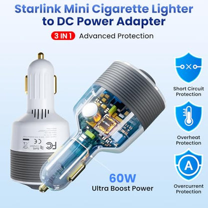 Starlink Mini Car Adapter with 10FT DC Power Cable