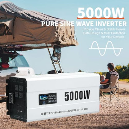 5000W Power Inverter Pure Sine Wave 12V DC to 120V AC