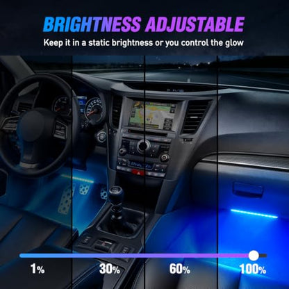 4PCS Car USB Interior Lights RGB Remote Control