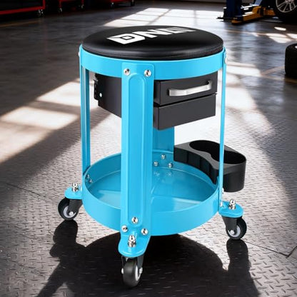 Round Mechanics Roller Seat Creeper Stool with Padded Cushion