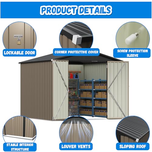 8x8FT Outdoor Storage Shed