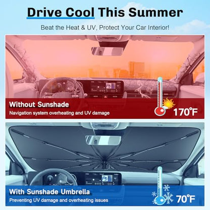 for 2022 2025 2026 Hyundai Ioniq 5 Windshield Umbrella Sunshade [Easier Foldable] for 2022
