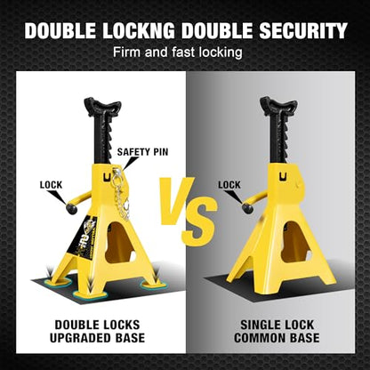 2 Ton Jack Stands with Double Locking and Large Foot Base for Lifting Car (2 Count)