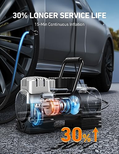 Tire Inflator Portable Air Compressor 12VDC Tire Pump Digital Gauge