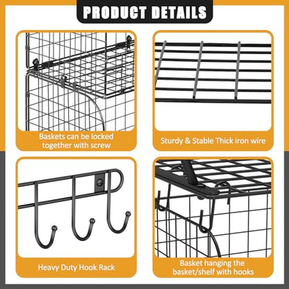 2 Pack Garage Shelves Wall Mounted with Wire Baskets (2 Count)