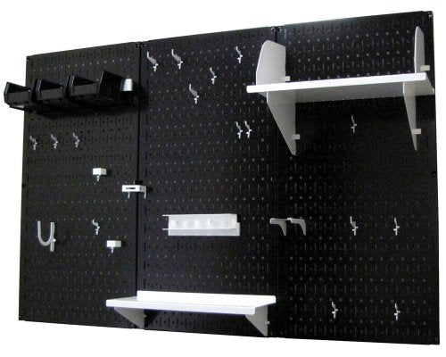 Pegboard Organizer 4 ft. Metal Pegboard Standard Tool Storage Kit with Black Toolboard and White Accessories