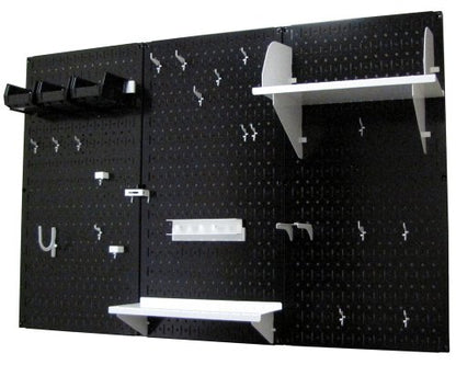 Pegboard Organizer 4 ft. Metal Pegboard Standard Tool Storage Kit with Black Toolboard and White Accessories