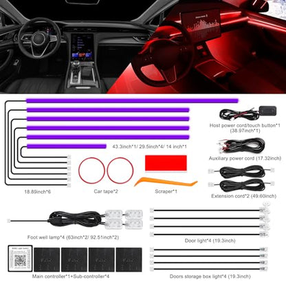 Acrylic Interior Car LED Strip Light with Wireless APP