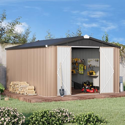 10' x 14' Large Waterproof Metal Garden Tool Shed